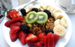 Granola topped with fresh fruit