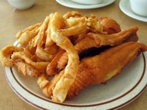 Deep fried Catfish and Onion Rings at White River Fish Market in Tulsa, OK