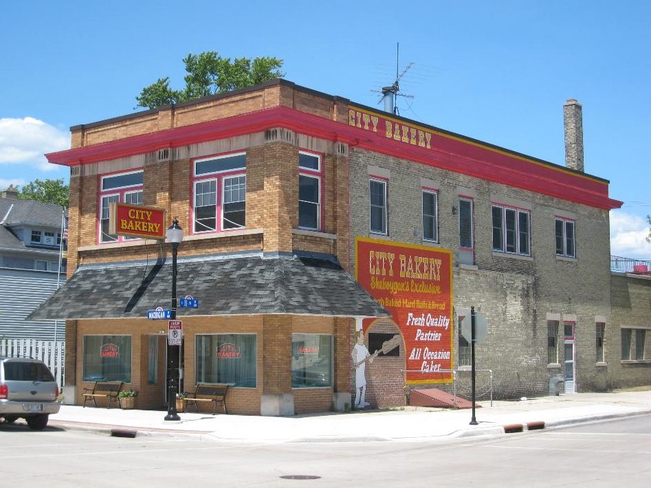 A beautiful old exterior shot at City Bakery in Sheboygan, Wisconsin