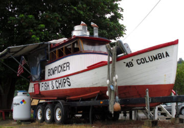 Landlocked boat sells fish chips
