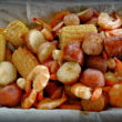 Spicy shrimp, corn, potatoes and sausage all heaped together