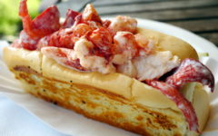 Grilled split-top bun overflows with lobster meat ... Maine lobster roll