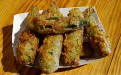 Whole okra pods fried with a delicate crust