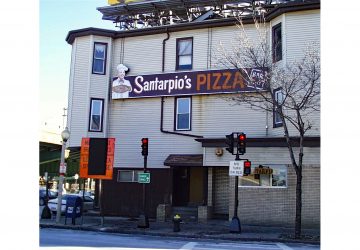 The exterior of Santarpio's Pizza
