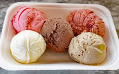 Five scoops, five different flavors ... artisan ice cream