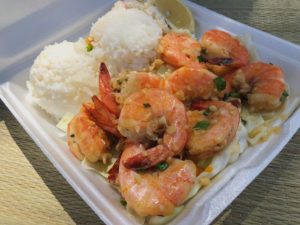 Shrimp scampi in a Styrofoam container