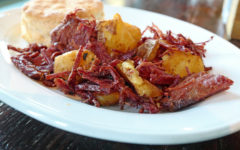 Rough-hewn corned beef hash contains big hunks of potato