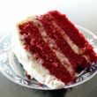 3-layer red velvet cake is estravagantly frosted
