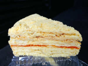Side view of a slice of Lithuanian torte ... Old-World pastry