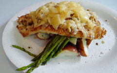 A dish of Grouper, Crab and Asparagus at Driftaway Cafe in Savannah, GA