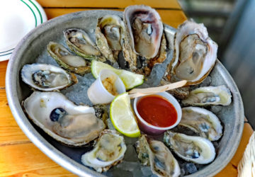 A full plate of fresh oysters on the halfshell a must order at any seafood restaurant
