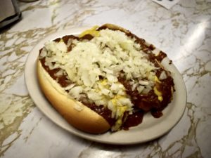 A pair of Coney dogs at Duly's in Detroit, OH