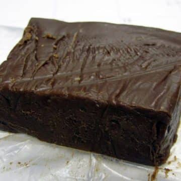 A dense square of dark chocolate fudge