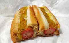 A foot-long hot dog cut in half ... a Chattanooga best