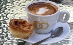 Cup of espresso and an egg custard tart ... southern New England Portuguese