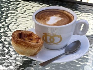 Cup of espresso and an egg custard tart ... southern New England Portuguese