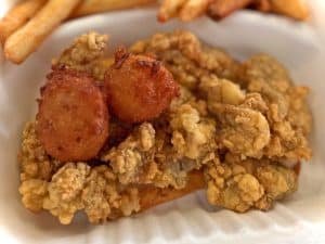 Basket of fried oysters and hushpuppies ... Eastern Shore crab & more