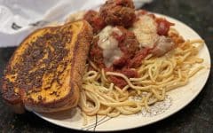 A plate of spaghetti and meatballs at Goodfellas Cafe in Corona, CA