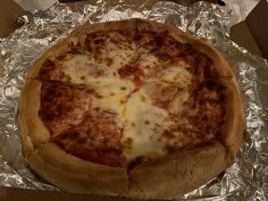A large stuffed pizza from Alfano's Pizzarea